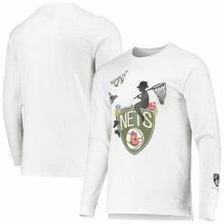 New 🎉 Unbranded Men's White Brooklyn Nets Sue Tsai Long Sleeve T-Shirt 💯