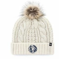 Wholesale 👍 Unbranded 👩 Women's '47 White Dallas Mavericks Meeko Cuffed Knit Hat With Pom 👏