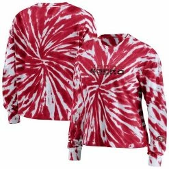 Wholesale 🔔 Unbranded 👩 Women's WEAR By Erin Andrews Scarlet San Francisco 49ers Tie-Dye Cropped Long Sleeve T-Shirt 🌟