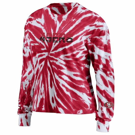 Wholesale 🔔 Unbranded 👩 Women's WEAR By Erin Andrews Scarlet San Francisco 49ers Tie-Dye Cropped Long Sleeve T-Shirt 🌟 - Image 3