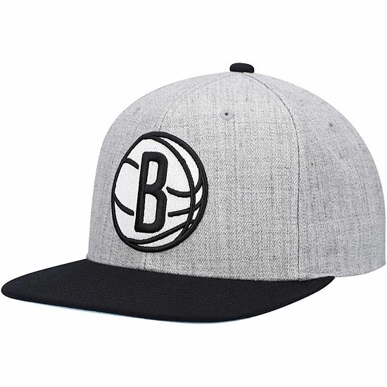 Hot Sale ๐ Unbranded Men's Mitchell & Ness Heathered Gray/Black Brooklyn Nets Heathered Underpop Snapback Hat ๐ฅฐ - Image 2