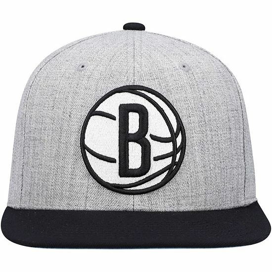 Hot Sale ๐ Unbranded Men's Mitchell & Ness Heathered Gray/Black Brooklyn Nets Heathered Underpop Snapback Hat ๐ฅฐ - Image 3
