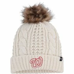 Hot Sale 🎉 Unbranded 👩 Women's '47 Cream Washington Nationals Meeko Cuffed Knit Hat With Pom 🎉