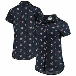 Best Pirce ✔️ Unbranded 👩 Women's FOCO Navy Washington Nationals Floral Button Up 👚 Shirt 🧨