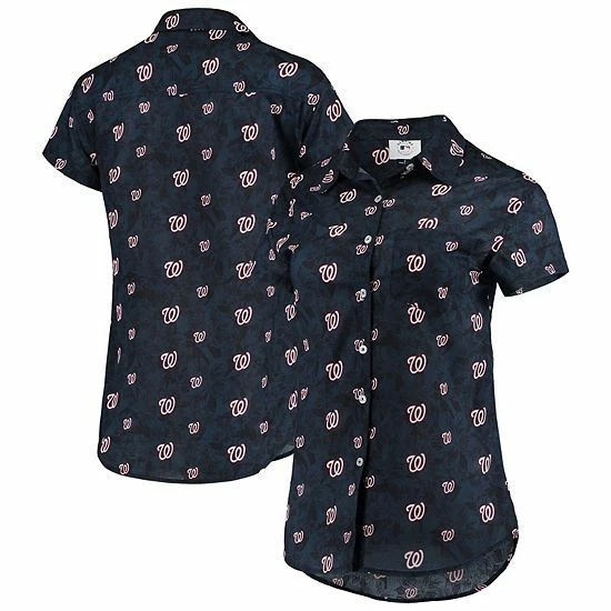 Best Pirce โ๏ธ Unbranded ๐ฉ Women's FOCO Navy Washington Nationals Floral Button Up ๐ Shirt ๐งจ - Image 2