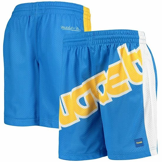 Cheapest ❤️ Unbranded Youth Mitchell & Ness Blue Denver Nuggets Hardwood Classics Throwback Big Face Mesh Shorts ⌛ - Image 2
