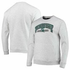 Buy 🧨 Unbranded Men's League Collegiate Wear Heathered Gray Michigan State Spartans Upperclassman Pocket Pullover Sweatshirt 👏