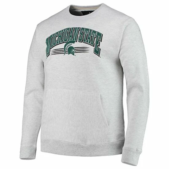 Buy 🧨 Unbranded Men's League Collegiate Wear Heathered Gray Michigan State Spartans Upperclassman Pocket Pullover Sweatshirt 👏 - Image 3