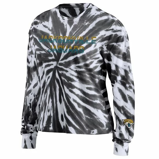 Top 10 👍 Unbranded 👩 Women's WEAR By Erin Andrews Black Jacksonville Jaguars Tie-Dye Cropped Long Sleeve T-Shirt ⭐ - Image 3