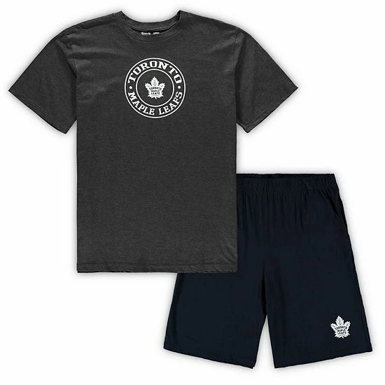 New ⭐ Unbranded Men's Concepts Sport Navy/Heathered Charcoal Toronto Maple Leafs Big & Tall T-Shirt & Shorts Sleep Set 🥰