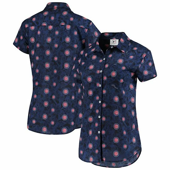 Hot Sale 😀 Unbranded 👩 Women's FOCO Royal Chicago Cubs Floral Button Up 👕 Shirt 🛒 - Image 2