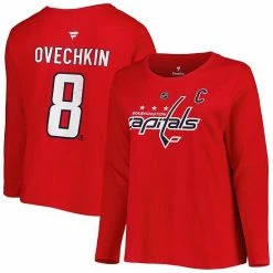 Promo ⌛ Unbranded 👩 Women's Alexander Ovechkin Red Washington Capitals Plus Size Name And Number Long Sleeve T-Shirt 😉