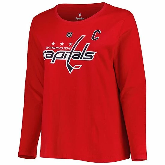 Promo ⌛ Unbranded 👩 Women's Alexander Ovechkin Red Washington Capitals Plus Size Name And Number Long Sleeve T-Shirt 😉 - Image 3
