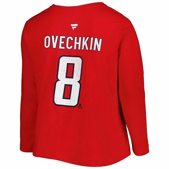 Promo ⌛ Unbranded 👩 Women's Alexander Ovechkin Red Washington Capitals Plus Size Name And Number Long Sleeve T-Shirt 😉 - Image 4