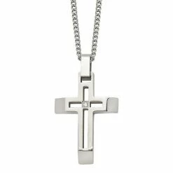 Best reviews of ⌛ Unbranded Men's Stainless Steel Cubic Zirconia Cross Pendant Necklace 🌟