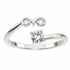 Wholesale 🎉 Unbranded Sterling Silver Lab-Created White Sapphire Aries Open Ring 🌟