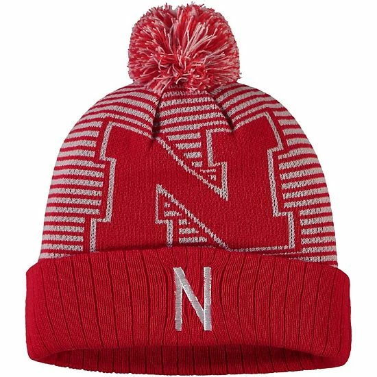 Wholesale ✨ Unbranded Men's Top Of The World Scarlet Nebraska Huskers Line Up Cuffed Knit Hat With Pom 🛒