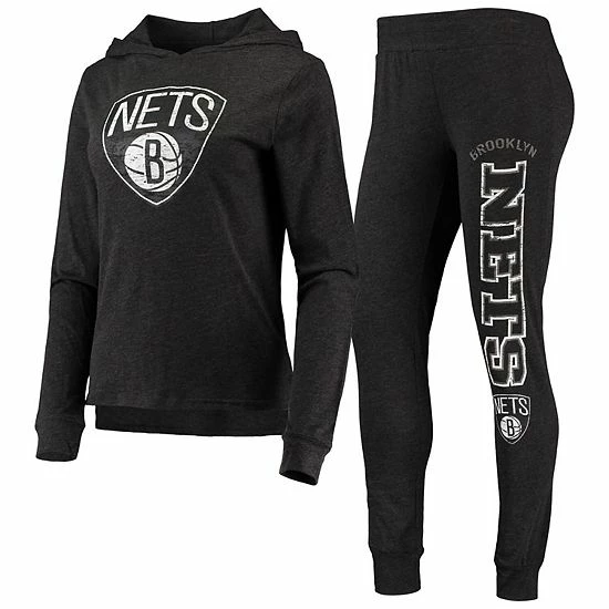 Flash Sale 🔔 Unbranded 👩 Women's Concepts Sport Black Brooklyn Nets Hoodie & Pants Sleep Set 🎁