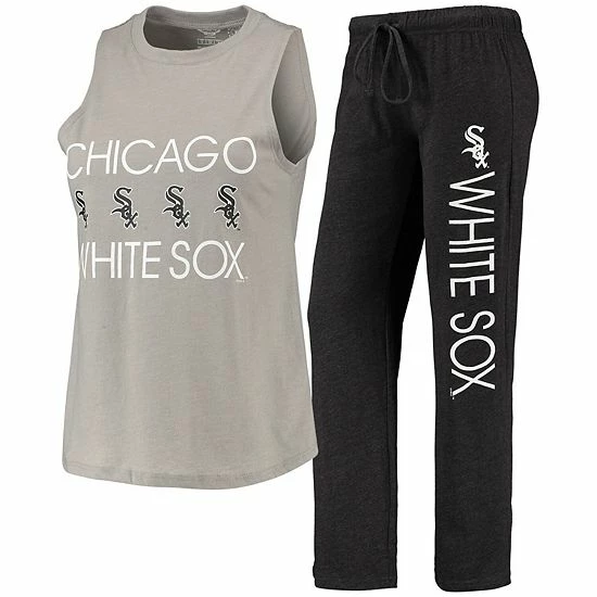 Flash Sale โค๏ธ Unbranded ๐ฉ Women's Concepts Sport Black/Gray Chicago White Sox Meter Muscle Tank Top & Pants Sleep Set ๐
