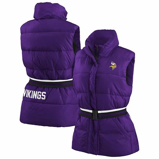 Wholesale ❤️ Unbranded 👩 Women's WEAR By Erin Andrews Purple Minnesota Vikings Full-Zip Puffer Vest With Belt 🎉 - Image 2