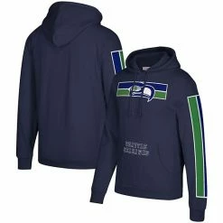 Top 10 ✔️ Unbranded Men's Mitchell & Ness College Navy Seattle Seahawks Three Stripe Pullover Hoodie 🎁