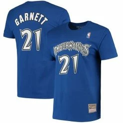 Brand new 😀 Unbranded Men's Mitchell & Ness Kevin Garnett Blue Minnesota Timberwolves Hardwood Classics Stitch Name & Number T-Shirt ⌛