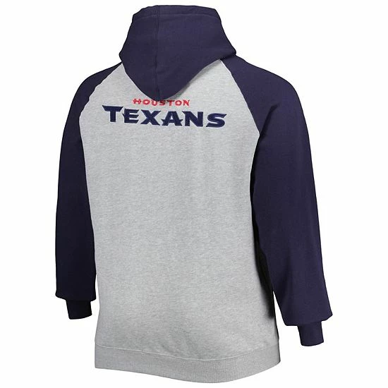 Wholesale 🔔 Unbranded Men's Heather Gray Houston Texans Big & Tall Fleece Raglan Full-Zip Hoodie Jacket 🔥 - Image 4