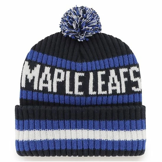Brand new ๐ Unbranded Men's '47 Navy Toronto Maple Leafs Bering Cuffed Knit Hat With Pom ๐ - Image 3