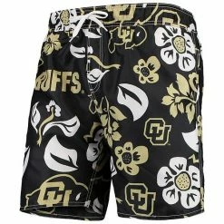 Promo ✨ Unbranded Men's Wes & Willy Black Colorado Buffaloes Floral Volley Swim Trunks 😀