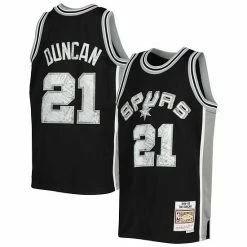 Promo ✨ Unbranded Youth Mitchell & Ness Tim Duncan Black San Antonio Spurs Hardwood Classics 75th Anniversary Diamond Jersey 😍