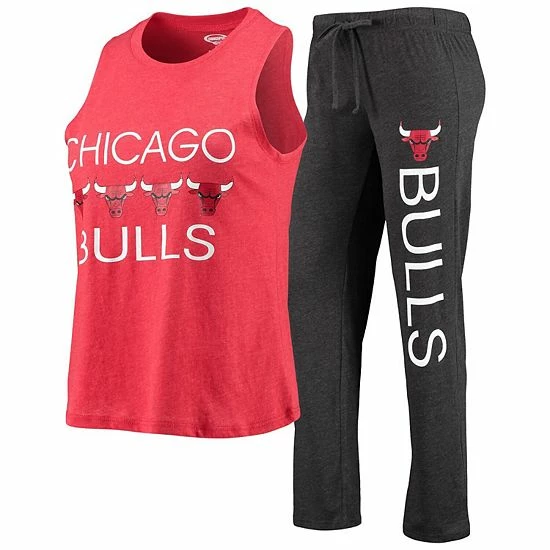 Hot Sale ๐ Unbranded ๐ฉ Women's Concepts Sport Heathered Red/Heathered Black Chicago Bulls Tank Top & Pants Sleep Set โ๏ธ - Image 2