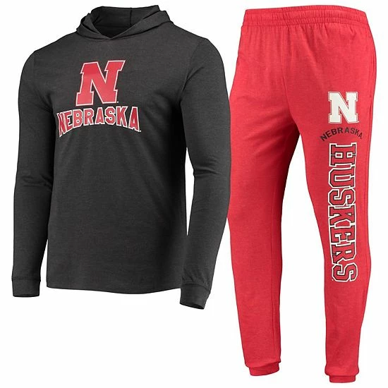 Flash Sale ๐ Unbranded Men's Concepts Sport Scarlet/Charcoal Nebraska Huskers Meter Long Sleeve Hoodie T-Shirt & Jogger Pants Sleep Set ๐ - Image 2