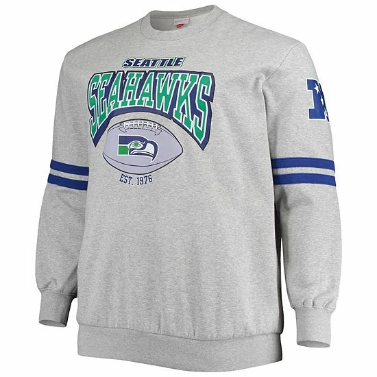 Best deal ✔️ Unbranded Men's Mitchell & Ness Heathered Gray Seattle Seahawks Big & Tall Allover Print Pullover Sweatshirt 🛒 - Image 3