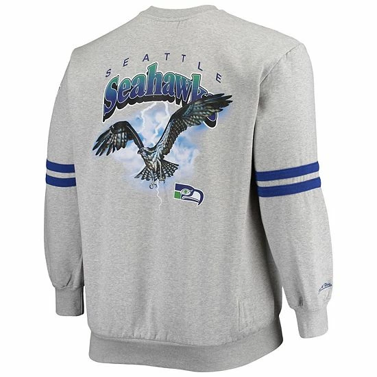 Best deal ✔️ Unbranded Men's Mitchell & Ness Heathered Gray Seattle Seahawks Big & Tall Allover Print Pullover Sweatshirt 🛒 - Image 4