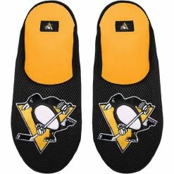Deals 🥰 Unbranded Youth FOCO Pittsburgh Penguins Big Logo Colorblock Mesh Slippers ✔️