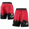 Flash Sale 👍 Unbranded Men's Mitchell & Ness Black/Red Philadelphia 76ers Hardwood Classics Terry Tie-Dye Shorts 👏
