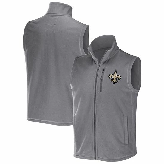 Outlet ๐ Unbranded Men's NFL X Darius Rucker Collection By Fanatics Gray New Orleans Saints Polar Fleece Full-Zip Vest ๐งจ - Image 2