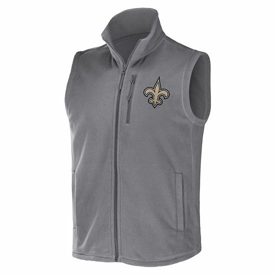 Outlet ๐ Unbranded Men's NFL X Darius Rucker Collection By Fanatics Gray New Orleans Saints Polar Fleece Full-Zip Vest ๐งจ - Image 3