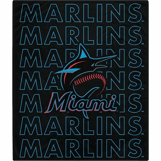 Buy 🎁 Unbranded Miami Marlins 60" X 70" Echo Wordmark Plush Blanket 😍