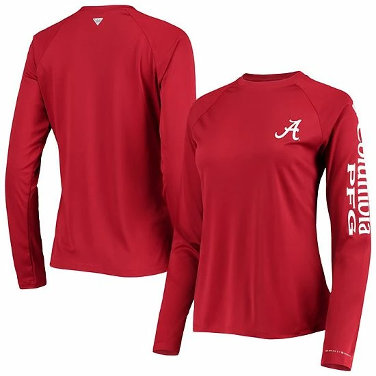 Promo 👍 Unbranded 👩 Women's Columbia Crimson Alabama Crimson Tide PFG Tidal Long Sleeve T-Shirt 👍