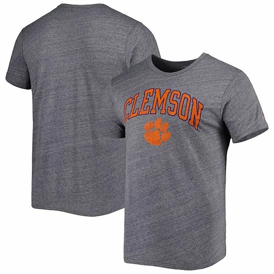 Cheap 🥰 Unbranded Men's League Collegiate Wear Heather Gray Clemson Tigers 1965 Arch Victory Falls Tri-Blend T-Shirt 🔥