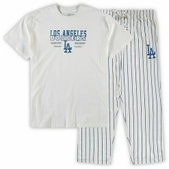 New ⌛ Unbranded Men's Concepts Sport White/Royal Los Angeles Dodgers Big & Tall Pinstripe Sleep Set 💯