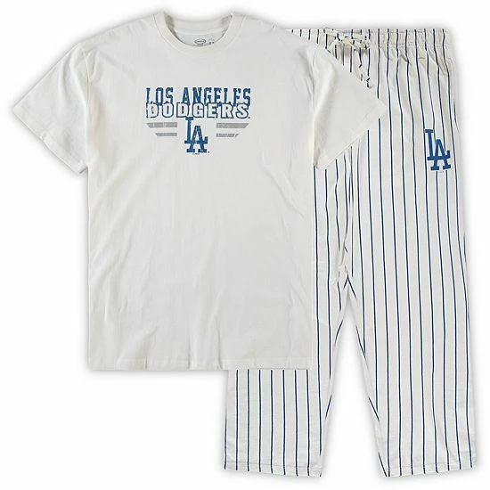 New โ Unbranded Men's Concepts Sport White/Royal Los Angeles Dodgers Big & Tall Pinstripe Sleep Set ๐ฏ