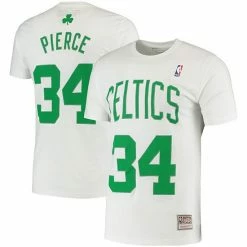 Best Sale 😀 Unbranded Men's Mitchell & Ness Paul Pierce White Boston Celtics Hardwood Classics Stitch Name & Number T-Shirt 👍
