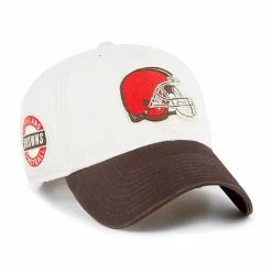 Promo 😉 Unbranded Men's '47 Cream/Brown Cleveland Browns Sidestep Clean Up Adjustable Hat 😀
