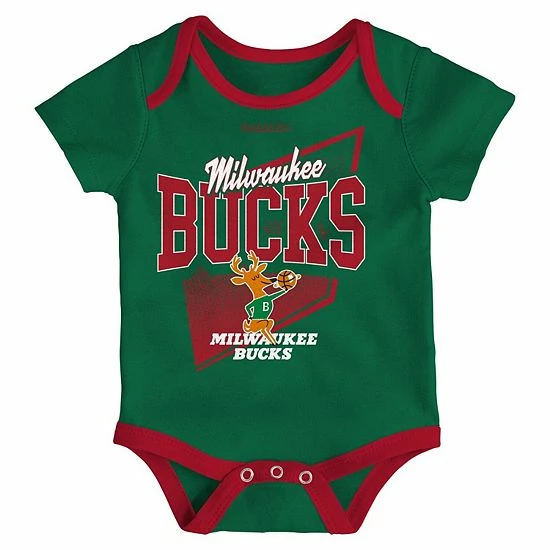 Coupon ๐ Unbranded Infant Mitchell & Ness Hunter Green/Red Milwaukee Bucks Hardwood Classics Bodysuits & Cuffed Knit Hat Set ๐ - Image 4
