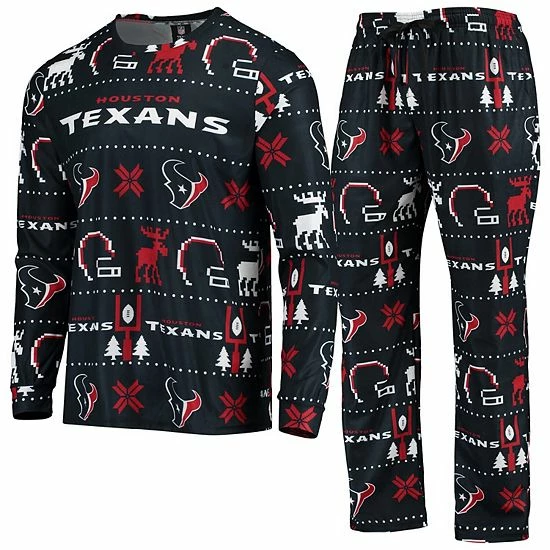 Outlet ๐งจ Unbranded Men's FOCO Navy Houston Texans Wordmark Ugly Pajama Set ๐