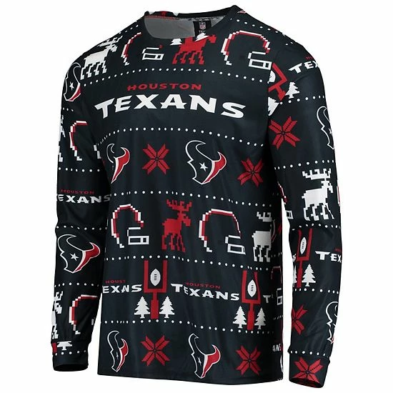 Outlet ๐งจ Unbranded Men's FOCO Navy Houston Texans Wordmark Ugly Pajama Set ๐ - Image 2
