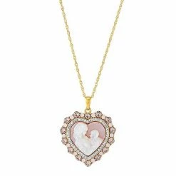 New 🥰 Unbranded 18k Gold Over Silver 👩 Mother Of Pearl 👩 Motherly Love Cameo Pendant 🔔