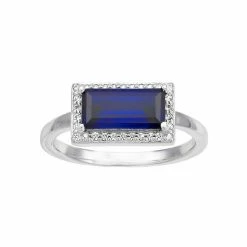 Best deal ✔️ Unbranded Sterling Silver Lab-Created Sapphire Baguette Ring 👍